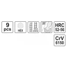 YATO Set chei hexagonale cu cap sferic 9 piese 1,5-10 mm CrV