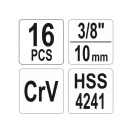Kit de îndepărtare a bujiilor incandescente deteriorate YATO 16 bucăți 3/8" CrV