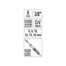 YATO Set chei tubulare 6 piese 8 / 9 / 10 / 12 / 14 / 16 mm 3/8" CrV