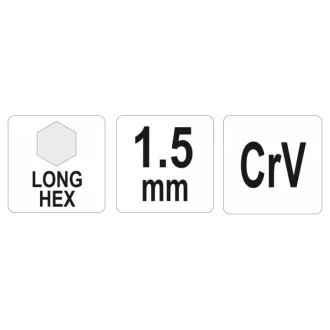 Cheie hexagonală YATO lungă 1,5 mm CrV