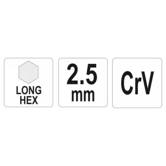 Cheie hexagonală YATO lungă 2,5 mm CrV