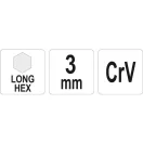Cheie hexagonală YATO lungă 3,0 mm / 20 x 100 mm CrV
