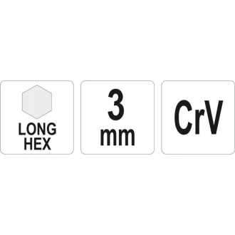 Cheie hexagonală YATO lungă 3,0 mm / 20 x 100 mm CrV