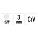 Cheie hexagonală YATO lungă 3,0 mm / 20 x 100 mm CrV