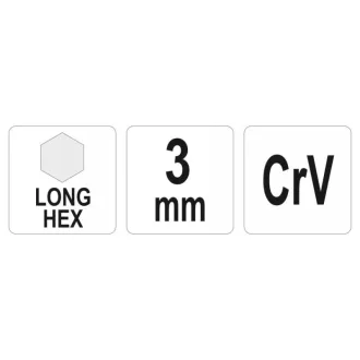 Cheie hexagonală YATO lungă 3,0 mm / 20 x 100 mm CrV
