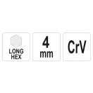 Cheie hexagonală YATO lungă 4,0 mm CrV