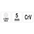 Cheie hexagonală YATO lungă 5,0 mm CrV