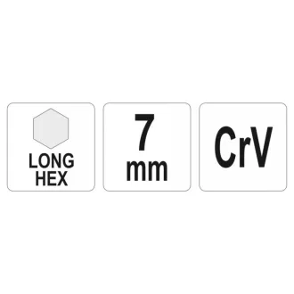 Cheie hexagonală YATO lungă 7,0 mm CrV