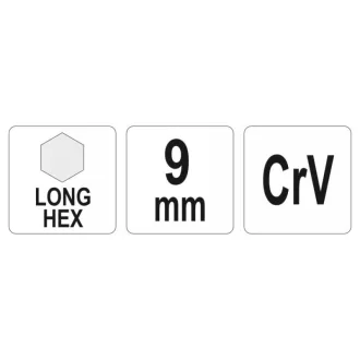 Cheie hexagonală YATO lungă 9,0 mm CrV