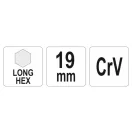 Cheie hexagonală YATO lungă 19,0 mm CrV