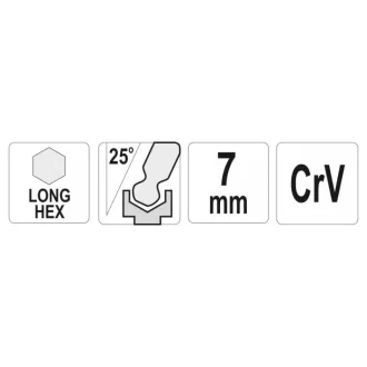 YATO Cheie hexagonală cu cap sferic lung 7,0 mm CrV