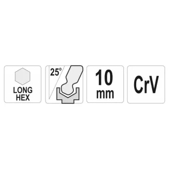 Cheie hexagonală YATO cu cap lung, 10,0 mm CrV