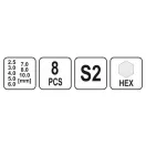 Set chei Allen YATO 8 piese 2,5-10 mm S2