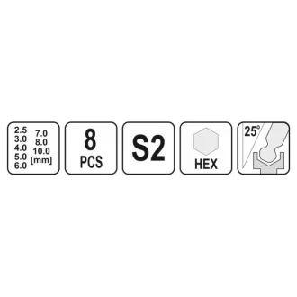 YATO Set chei Allen T cu cap sferic 8 piese 2,5-10 mm S2
