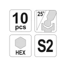 YATO Set chei hexagonale cu cap bilă 10 bucăți 1,27-10 mm S2