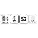 Set de chei YATO Torx T 9 piese T10-T50 S2 inviolabile
