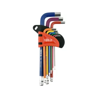   YATO Set chei hexagonale cu cap sferic lung 9 piese 1,5 - 10 mm S2