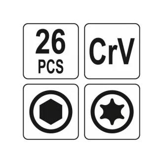 Set chei hexagonale pliabile YATO și chei Torx 26 piese CrV