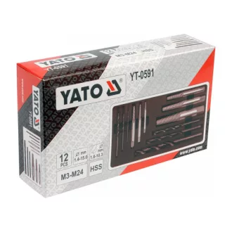   YATO Extractor de șuruburi și set de burghie 12 piese M3-M24