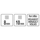 YATO Cheie de scurgere a uleiului 8 x 10 mm (Peugeot, Renault, Volvo)