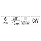 Set chei de scurgere a uleiului YATO 6 piese 3/8", 1/2", 8mm, 10mm, 12mm, 14mm 3/8" CrV