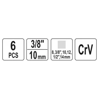   Set chei de scurgere a uleiului YATO 6 piese 3/8", 1/2", 8mm, 10mm, 12mm, 14mm 3/8" CrV