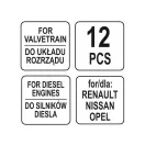 YATO Set de fixare control 12 piese (Diesel) Renault Nissan Opel