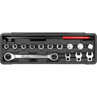 YATO Set de fixare curea canelată cu 15 piese