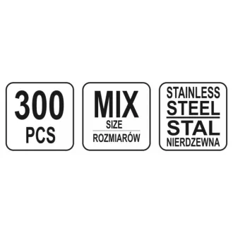   YATO Set piulițe hexagonale din oțel inoxidabil 300 buc M3-M10