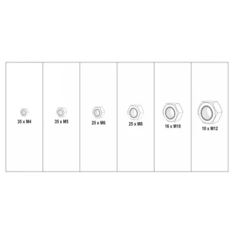   Set de piulițe autoblocante hexagonale YATO 146 bucăți M4-M12