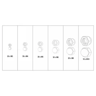   Set de piulițe cu șuruburi hexagonale închise YATO 150 bucăți M3-M10
