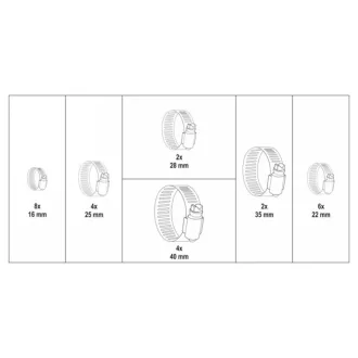 YATO Set cleme pentru furtun 26 piese 16-40 mm
