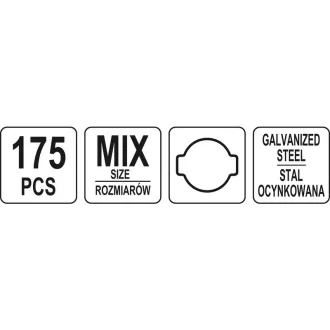 Set cleme din otel galvanizat YATO 175 buc