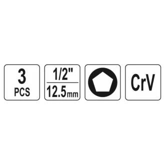   YATO Set chei tubulare ansamblu etrier frână 3 părți 1/2" CrV