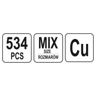 Set șuruburi și șaibe YATO Baie de ulei din cupru 534 buc