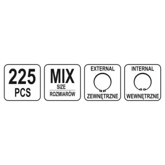 Set de inele YATO Seeger exterior-interior 225 buc