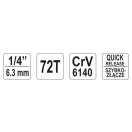 Arborele de antrenare cu clichet YATO 1/4" 155 mm 72T CrV