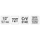 Coadă de antrenare cu clichet YATO 1/2" 255mm 72T Tijă îndoită Mâner moale CrV