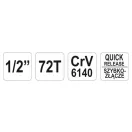 Arborele de antrenare cu clichet YATO 1/2" 255 mm 72T arbore curbat CrV