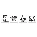 Cheie dinamometrică YATO 1/2" 42-210 Nm / 445-465 mm CrV