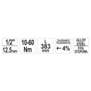 Cheie dinamometrică YATO 1/2" 10-60 Nm / 378-400 mm CrV