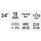 Cheie dinamometrică YATO 3/4" 150-800 Nm / 1155-1175 mm CrV