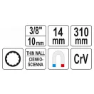 YATO Cheie pentru bujii cu ax prelungitor articulat 14 mm 3/8" magnetic CrV