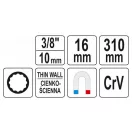 YATO Cheie pentru bujii cu ax prelungitor articulat 16 mm 3/8" magnetic CrV