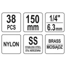 YATO Set de perii de curățare chiulasa 38 piese 8-19 mm