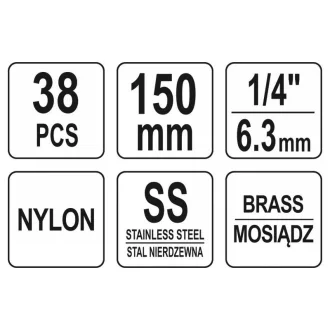 YATO Set de perii de curățare chiulasa 38 piese 8-19 mm
