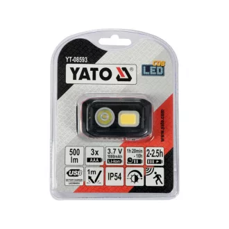   YATO Lampă frontală LED cu acumulator/baterie 500 lumeni cu senzor de mișcare