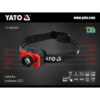 YATO Lampă frontală cu baterie 600 lm
