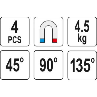   Set suport YATO Mini piesa de sudura 4 piese 4,5 kg 45° 90° 135°