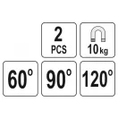 Magnet suport piesa de prelucrat YATO 60-90-120°/10 kg (2 buc)